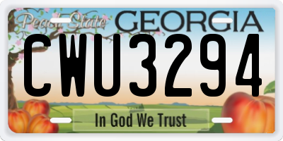 GA license plate CWU3294