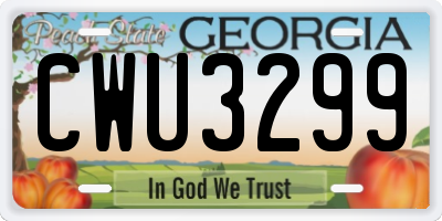 GA license plate CWU3299