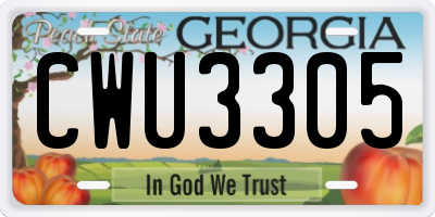 GA license plate CWU3305