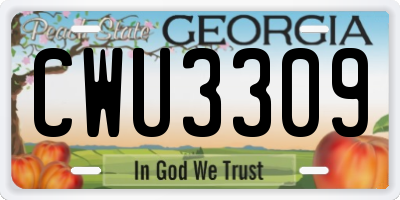 GA license plate CWU3309
