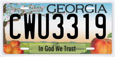 GA license plate CWU3319