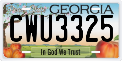 GA license plate CWU3325