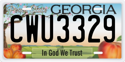GA license plate CWU3329