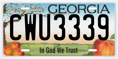 GA license plate CWU3339