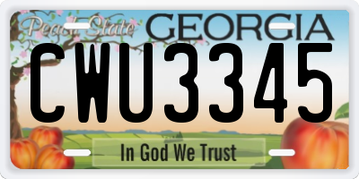 GA license plate CWU3345