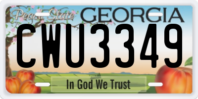 GA license plate CWU3349