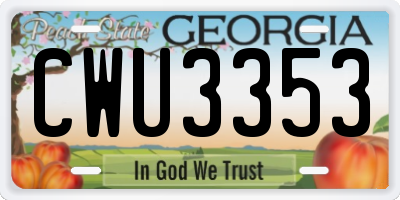 GA license plate CWU3353