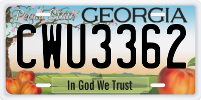 GA license plate CWU3362