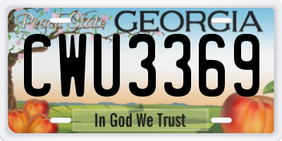 GA license plate CWU3369