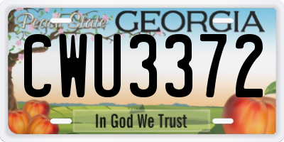 GA license plate CWU3372