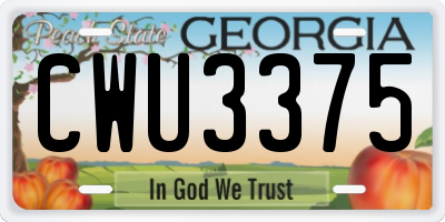 GA license plate CWU3375