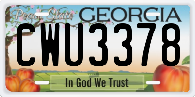 GA license plate CWU3378