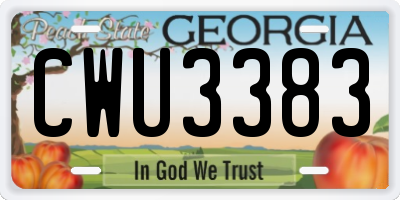 GA license plate CWU3383