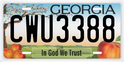 GA license plate CWU3388