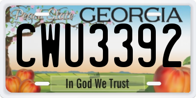 GA license plate CWU3392