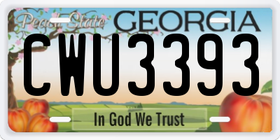 GA license plate CWU3393