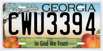 GA license plate CWU3394
