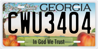 GA license plate CWU3404