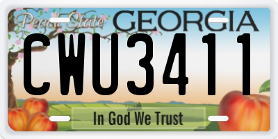 GA license plate CWU3411