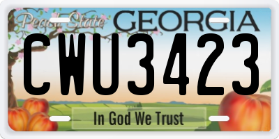 GA license plate CWU3423