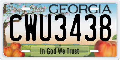 GA license plate CWU3438