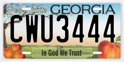 GA license plate CWU3444