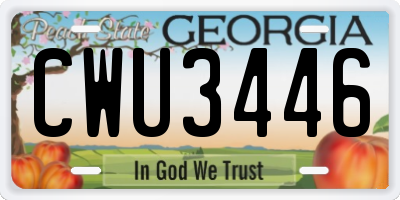 GA license plate CWU3446