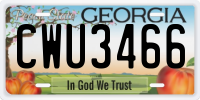 GA license plate CWU3466
