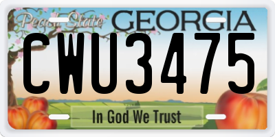 GA license plate CWU3475
