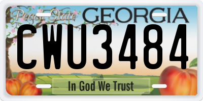 GA license plate CWU3484