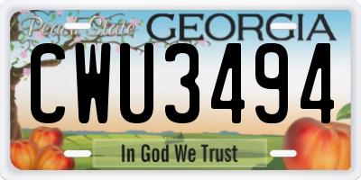 GA license plate CWU3494