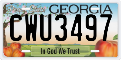 GA license plate CWU3497