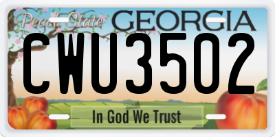 GA license plate CWU3502