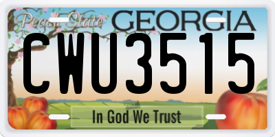 GA license plate CWU3515