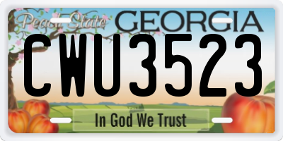 GA license plate CWU3523