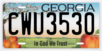 GA license plate CWU3530