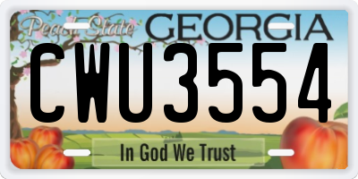 GA license plate CWU3554