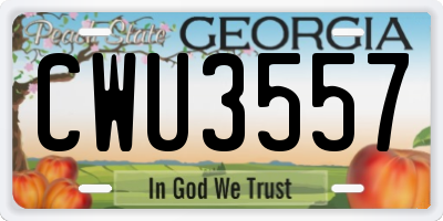 GA license plate CWU3557