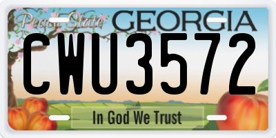 GA license plate CWU3572