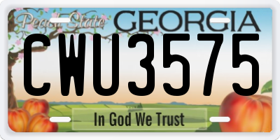 GA license plate CWU3575