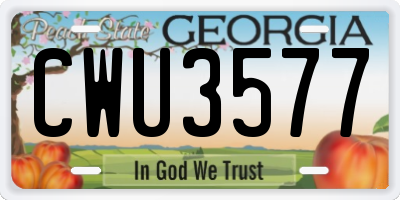 GA license plate CWU3577