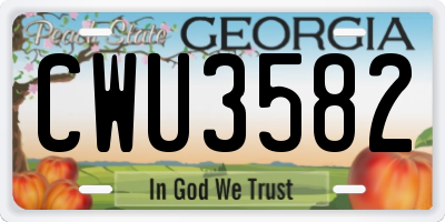 GA license plate CWU3582