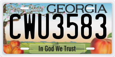 GA license plate CWU3583