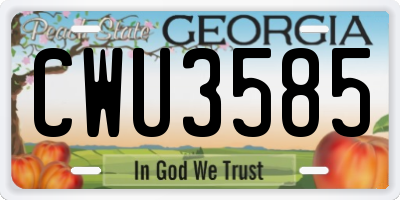 GA license plate CWU3585