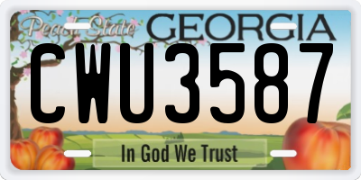 GA license plate CWU3587
