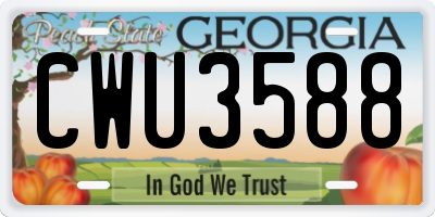 GA license plate CWU3588