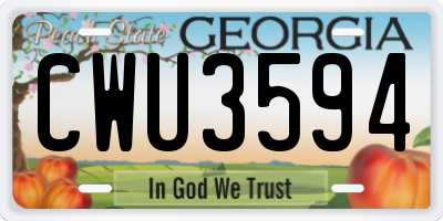 GA license plate CWU3594