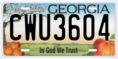 GA license plate CWU3604
