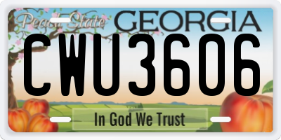GA license plate CWU3606