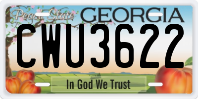 GA license plate CWU3622